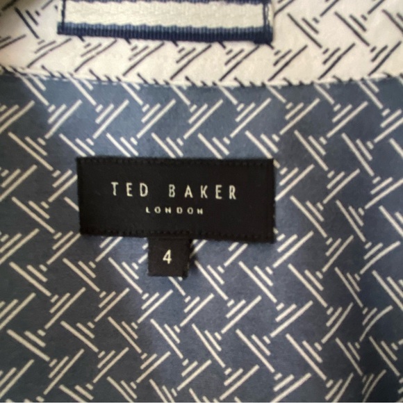 Ted Baker London Button Down Wrinkle Free White Patterned Longsleeve Shirt SZ L - Picture 10 of 10